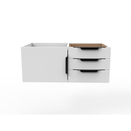 Castello Usa Alpine 35" Wall Mounted White Vanity Base with Black Handles CB-MC-36W-BL-VBO